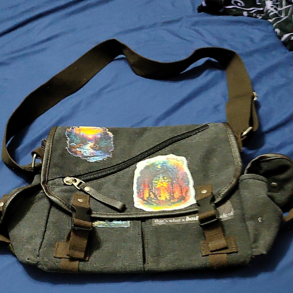 Stylish Black Canvas Messenger Bag